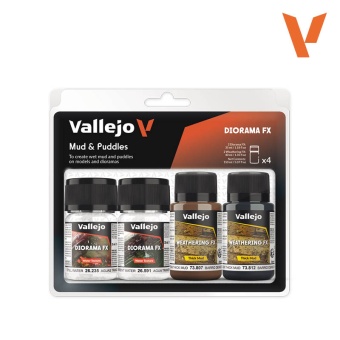 Vallejo 73189 Mud & Puddles Набор пигментов для оформления подставок (грязь/лужи)