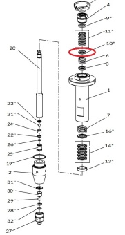 Iwata 04943960 Верхний адаптер V-образного уплотнения для насоса iCon