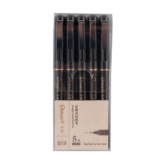Dmast Набор капиллярных ручек, 5 размеров (003, 01, 03, 05, 08), чёрные, в блистере
