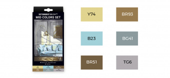 Набор маркеров Sketchmarker Brush 6 MID Colors Set (6 шт. в картонной коробке)