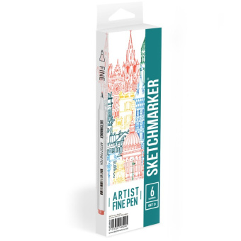 Набор капиллярных ручек Sketchmarker Artist fine pen Basic 4, 6 цв.