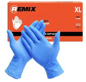 REMIX Перчатки нитровиниловые, цвет синий, размер XL, 50 шт.