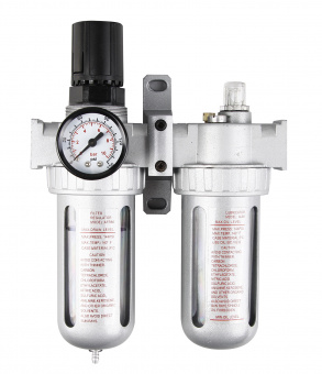 Pegas AFRL802 Влагоотделитель двойной с регулятором и лубрикатором 1/4"