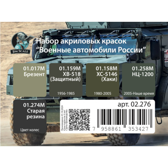 Набор акриловых красок Jim Scale 02.276 "Военные автомобили России" (уп. по 10 мл)