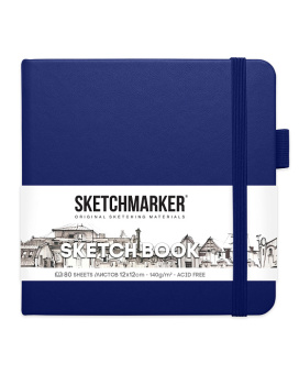 Sketchmarker Блокнот для зарисовок 140 г/кв. м, 80 л, 12*12 см, твердая обложка, синий