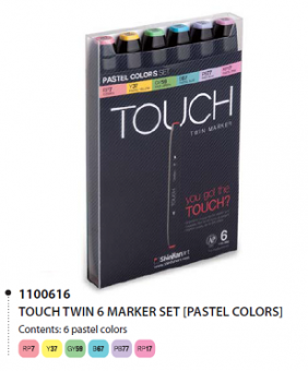 Набор маркеров Touch Twin 6 шт., пастельные тона