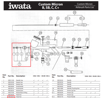 Воздушная головка в сборе для краскопультов Iwata CM-C, CM-CP