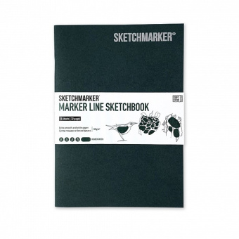 Sketchmarker Скетчбук Marker Line, 160 г/м2, 16 листов, 14,8*21 см, мягкая обложка, темно-зеленый