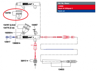 SATA 134783 Бачок нижний 5 мл с крышкой для Satagraph 1 и 3