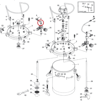 Iwata 04015460 Переходник-уголок красконагнетательного бака PET 10N / 30N / 50N