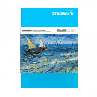 Sketchmarker Pushkinskiy Скетчбук Marker Line 17,6х25 см 16 л 160 г, Ван Гог, мягкая обложка цв. бирюзовый