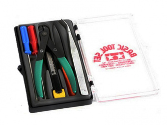 Tamiya 74016 Набор: кусачки-бокорезы, угловой пинцет, отвертки "+" и "-", ножик, пилка