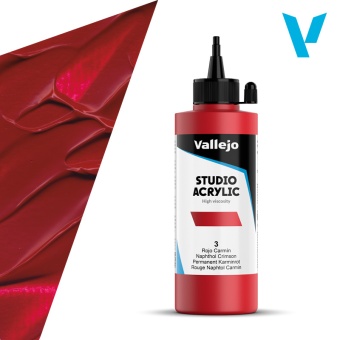 Краска Vallejo Acrylic Studio #3 Naphthol Crimson (Карминовый нафтол), 200 мл