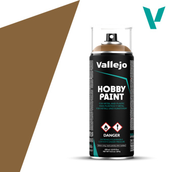 Vallejo Hobby Paint 28014 Аэрозольная грунтовка Leather Brown (Кожа коричневая), 400 мл