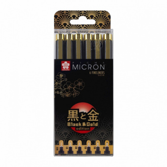 Набор капиллярных ручек Sakura Pigma Micron Gold Limited Edition, 6 шт., черные