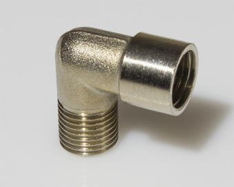 JAS 8104 Переходник гайка 1/4" - штуцер 1/4", Г-образный, (ресивер-сепаратор, компрессор 1203, 1206, 1208)