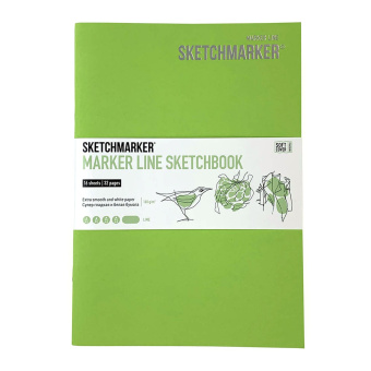 Sketchmarker Скетчбук Marker Line, 160 г/кв. м, 176 x 250 мм, 16 листов, мягкая обложка, цв. лайм