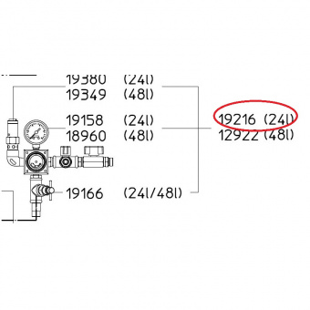 SATA 19216 Регулятор давления для напорных баков 24 л в сборе, 6 бар