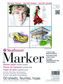 Strathmore Альбом для маркера 500 Series Marker 50 гр/м. кв, 23*30,5 см, 50 листов
